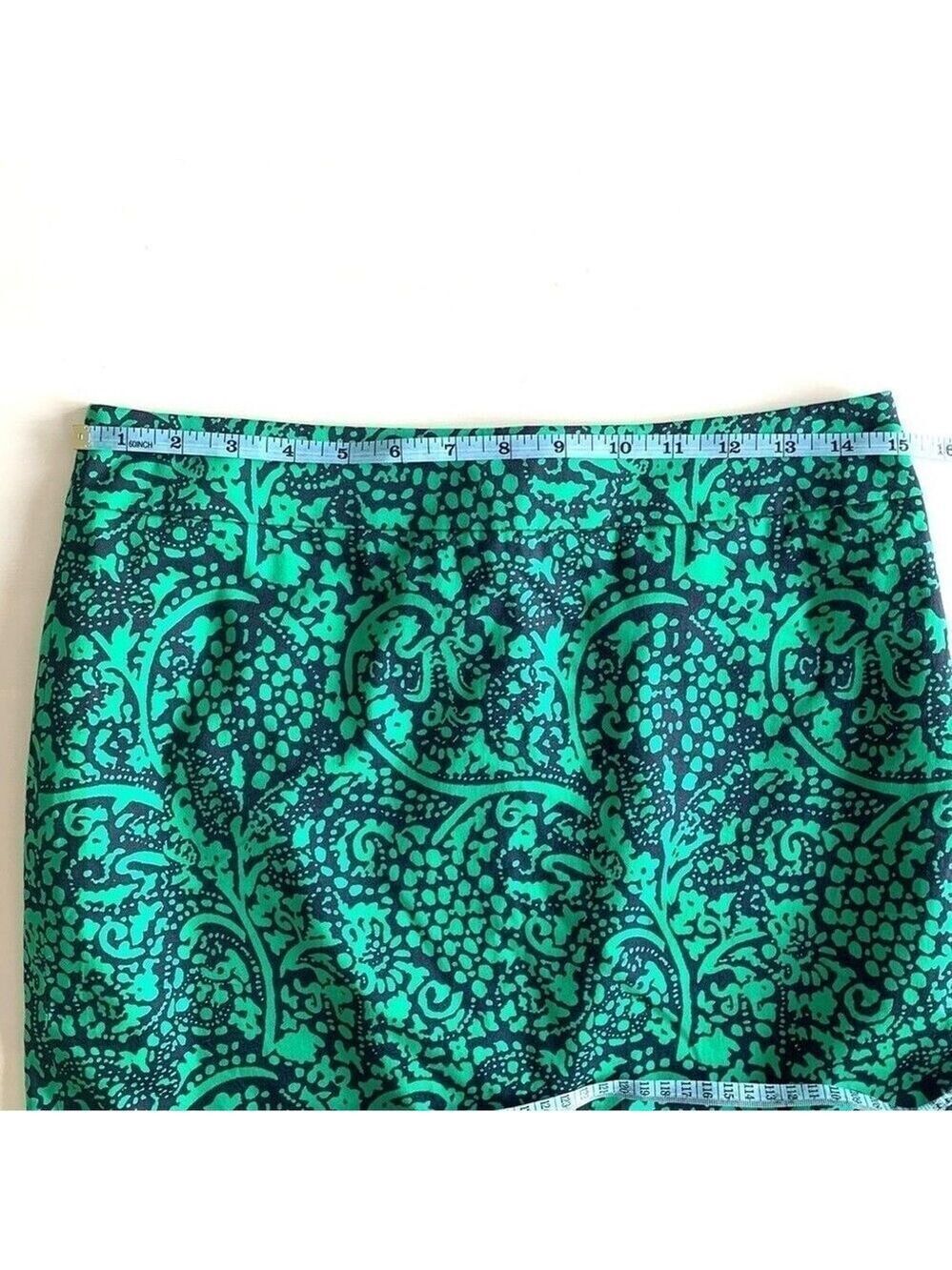 Ann Taylor Factory Green Patterned Mini Pencil Skirt Size 4 - Picture 9 of 11